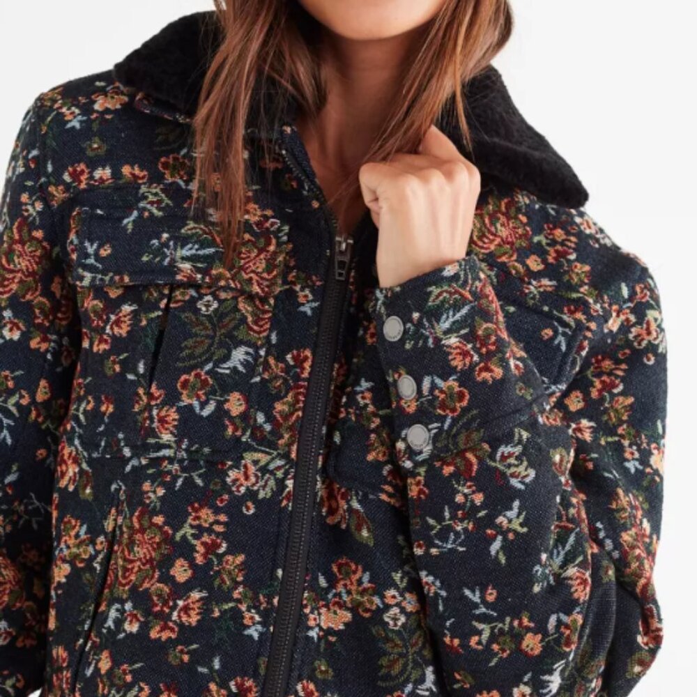 Blank NYC Tapestry Flight Floral Printed Bomber Jacket Size Large - Picture 3 of 15